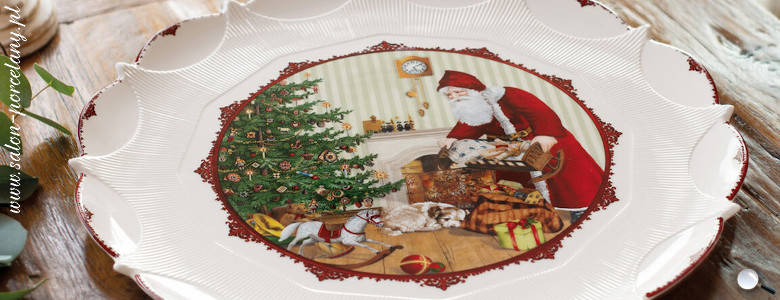 Talerz na ciasto św. Mikołaj i dzieci