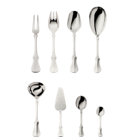Zestaw posrebrzanych sztućców środka stołu 9 el.