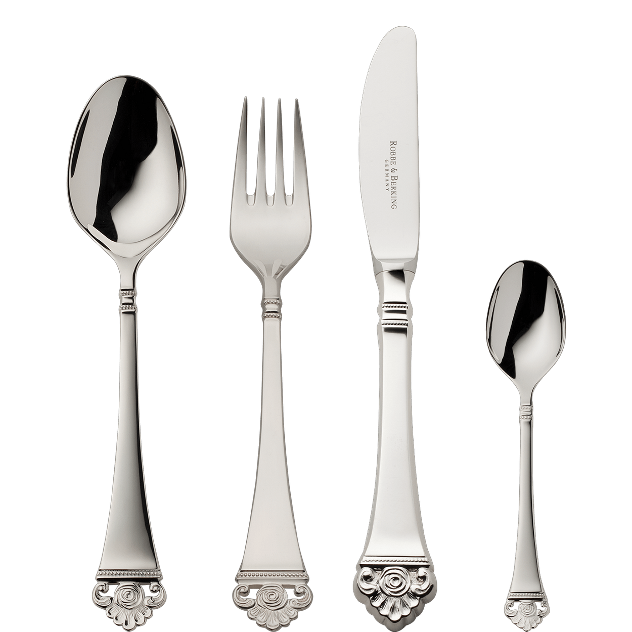 Zestaw posrebrzanych sztućców dziecięcych 4 el.