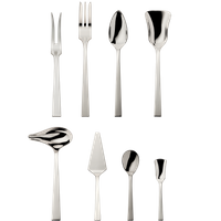 Zestaw posrebrzanych sztućców środka stołu 9 el.