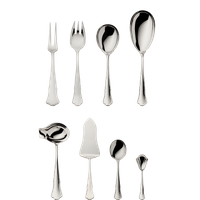 Zestaw posrebrzanych sztućców środka stołu 9 el.