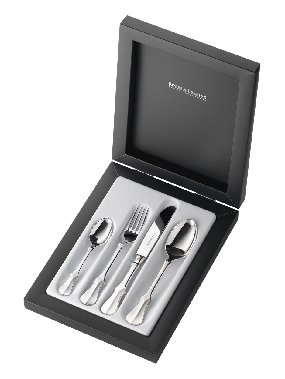 Zestaw posrebrzanych sztućców dziecięcych 4 el.