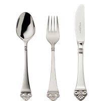 Zestaw posrebrzanych sztućców dziecięcych 3 el. ze złoceniem