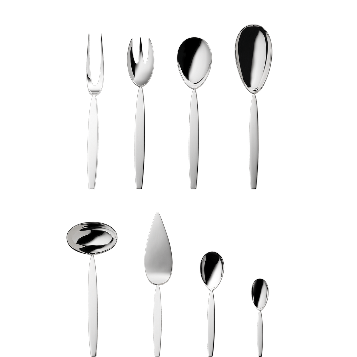 Zestaw posrebrzanych sztućców środka stołu 9 el.