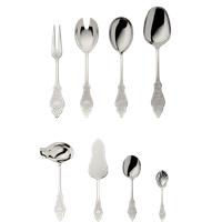 Zestaw posrebrzanych sztućców środka stołu 9 el.